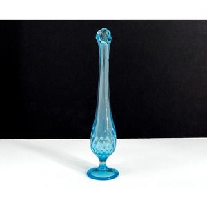 Vintage Ice Blue Footed Viking Vase. 9.5" Tall